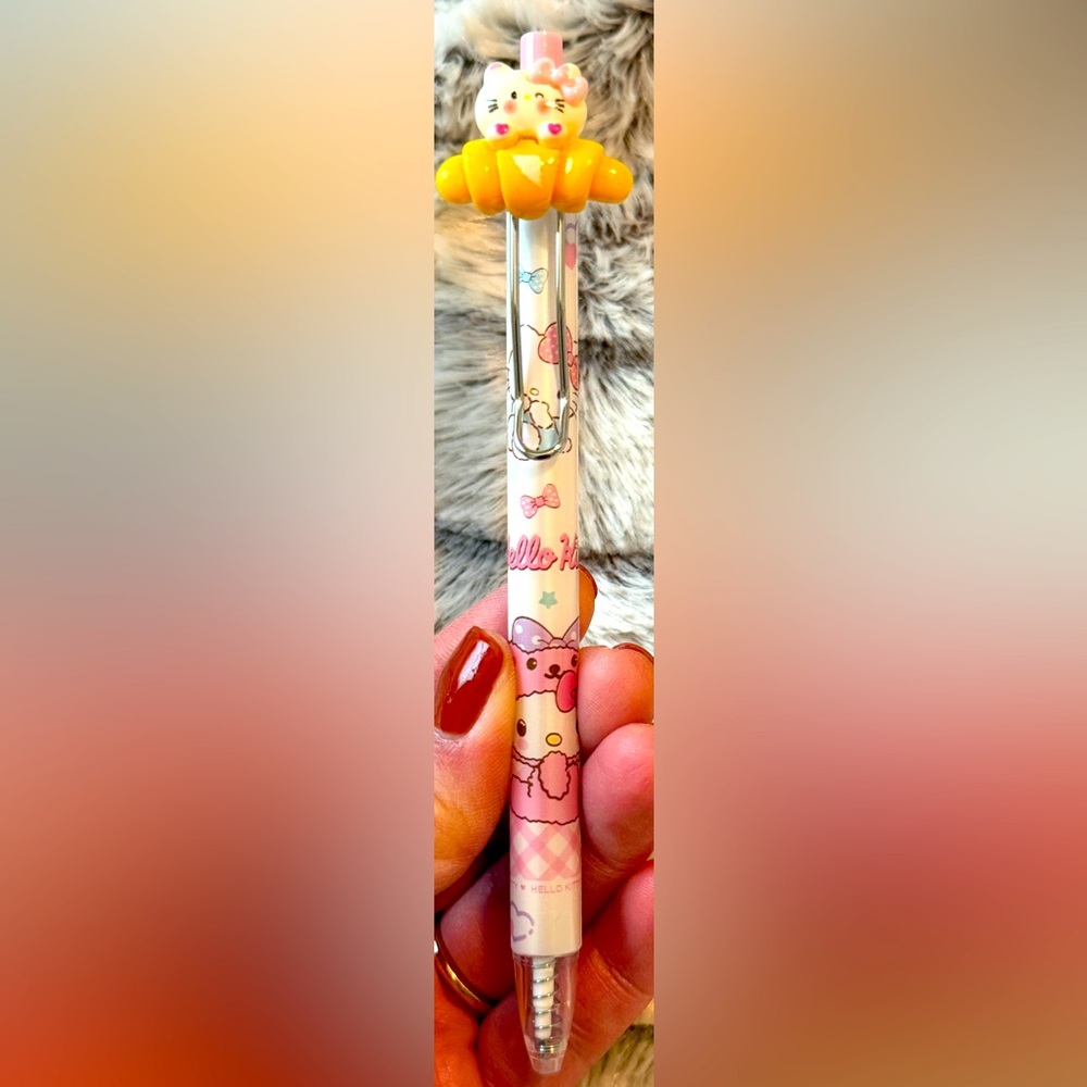 Cute Hello Kitty Pen with croissant  Topper